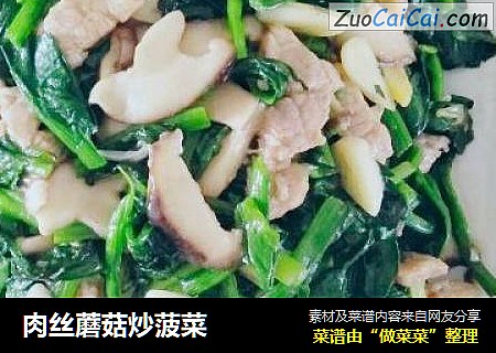 肉丝蘑菇炒菠菜