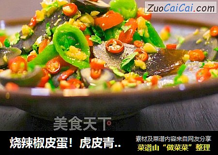 烧辣椒皮蛋！虎皮青椒和凉拌皮蛋合体，居然好吃到犯规？
