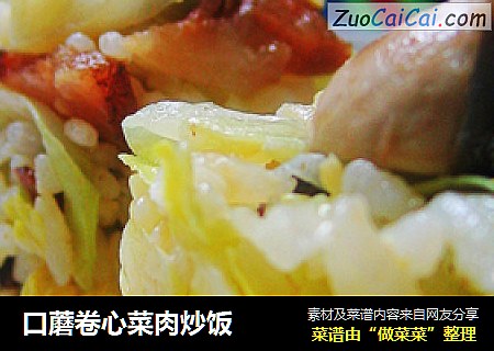 口蘑卷心菜肉炒饭