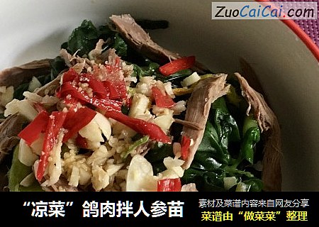 “凉菜”鸽肉拌人参苗