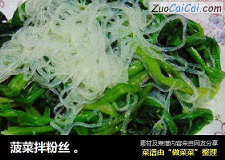 菠菜拌粉丝 。