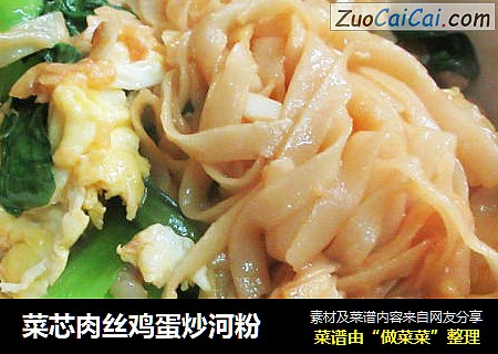菜芯肉丝鸡蛋炒河粉