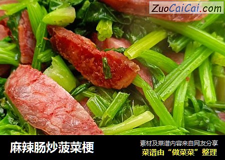 麻辣肠炒菠菜梗