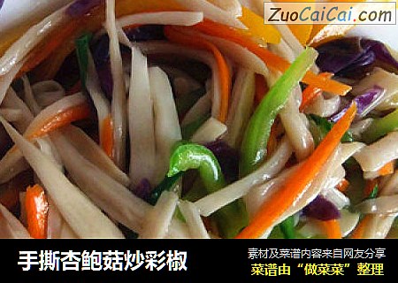手撕杏鲍菇炒彩椒