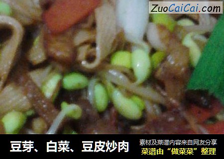 豆芽、白菜、豆皮炒肉