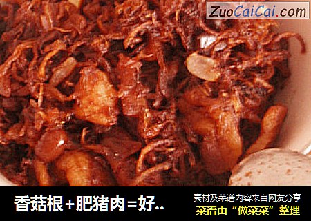 香菇根+肥猪肉=好吃的下饭菜