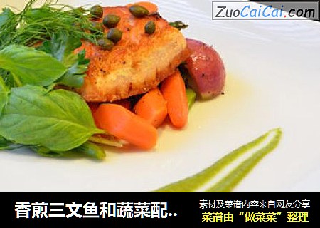 香煎三文鱼和蔬菜配Salsa Verde